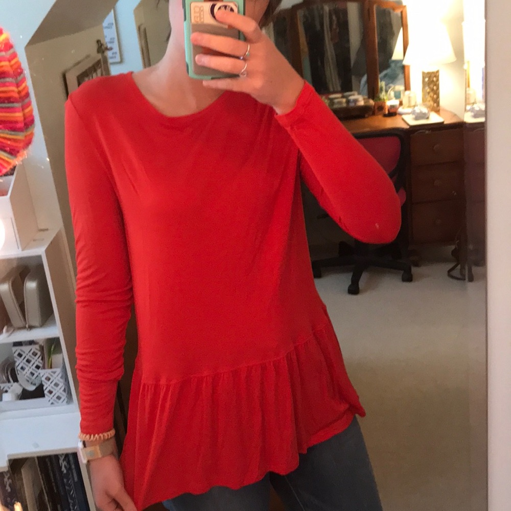 NEVER WORN Old Navy Red Peplum Long Sleeve Top